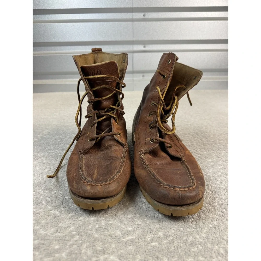 Polo Ralph Lauren Boots Mens Size 9D Brown Leather Ranger-BO-CSL Combat Lace‎ Up